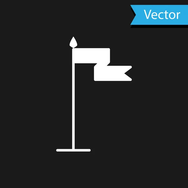 Ícone da bandeira medieval branca isolado no fundo preto. País, estado ou território governado por um rei ou rainha. Ilustração vetorial — Vetor de Stock