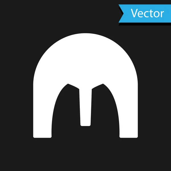 Casco in ferro bianco medievale per icona di protezione della testa isolato su sfondo nero. Illustrazione vettoriale — Vettoriale Stock