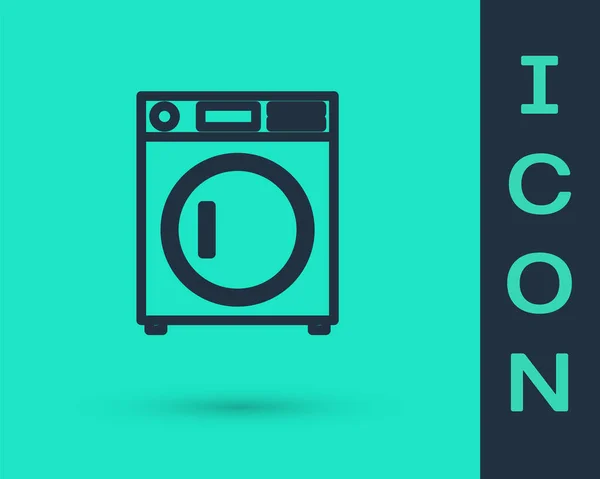 Icono de Lavadora de línea negra aislado sobre fondo verde. Icono de lavadora. Lavadora de ropa - lavadora. Símbolo de electrodomésticos. Ilustración vectorial — Archivo Imágenes Vectoriales