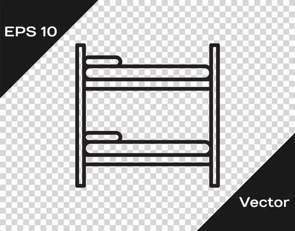 Linha preta Ícone de beliche isolado em fundo transparente. Ilustração vetorial — Vetor de Stock