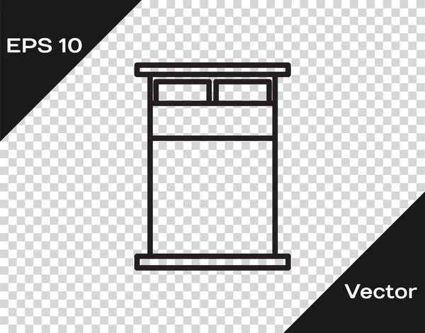 Zwarte lijn Groot bed voor twee of één persoon pictogram geïsoleerd op transparante achtergrond. Vector Illustratie — Stockvector