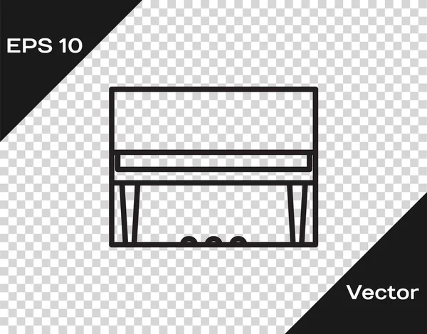 Línea negra Icono de piano Grand aislado sobre fondo transparente. Instrumento musical. Ilustración vectorial — Vector de stock