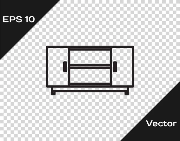 Schwarze Linie tv Tisch stehen Symbol isoliert auf transparentem Hintergrund. Vektorillustration — Stockvektor