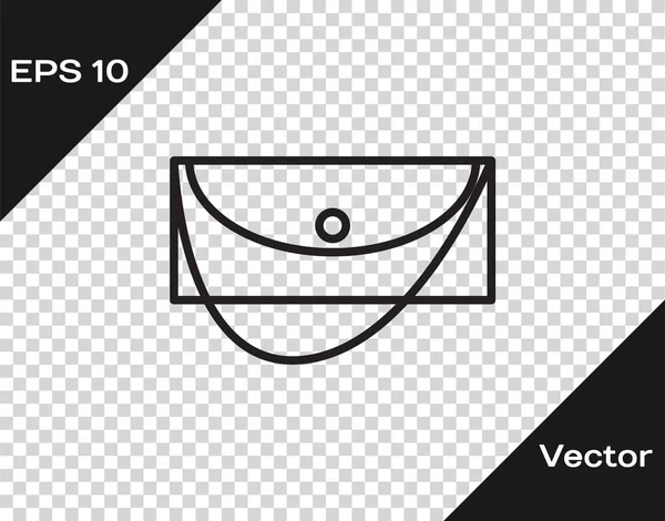 Schwarze Linie Clutch Bag Symbol isoliert auf transparentem Hintergrund. Frauen klammern sich an Handtasche. Vektorillustration — Stockvektor