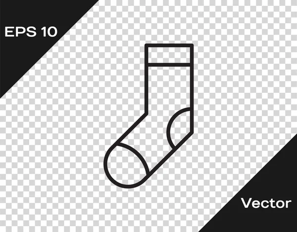 Schwarze Linie Socken Symbol isoliert auf transparentem Hintergrund. Vektorillustration — Stockvektor