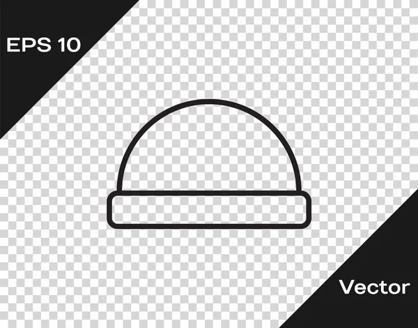 Línea negra Icono del sombrero Beanie aislado sobre fondo transparente. Ilustración vectorial — Vector de stock