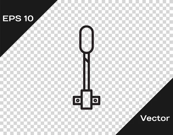 Linha preta Ícone de chama da tocha isolado em fundo transparente. Fogo de símbolo quente, poder de chama, flamejante e calor. Ilustração vetorial — Vetor de Stock