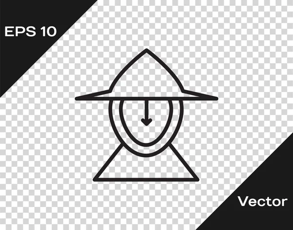 Schwarze Linie mittelalterlichen Eisenhelm für Kopfschutz-Symbol isoliert auf transparentem Hintergrund. Vektorillustration — Stockvektor