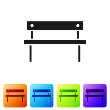 Siyah Benç simgesi beyaz arkaplanda izole edilmiş. Renkli kare düğmelerle simgeleri ayarla. Vektör İllüstrasyonu