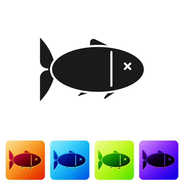 Black Fish icon isolated on white background. Set icons in color square buttons. Vector Illustration — Stock Vector