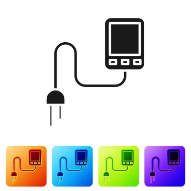 Siyah Sensör simgesi beyaz arkaplanda izole edildi. Renkli kare düğmelerle simgeleri ayarla. Vektör İllüstrasyonu