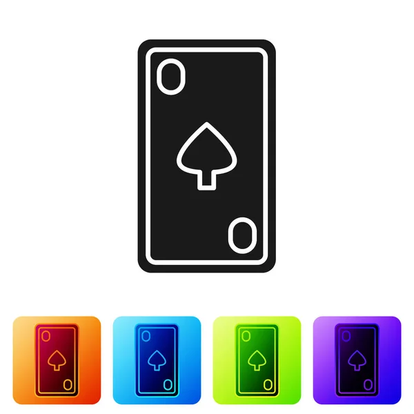 Black Playing card with diamonds symbol icon isolated on white background. Casino gambling. Set icons in color square buttons. Vector Illustration — 스톡 벡터