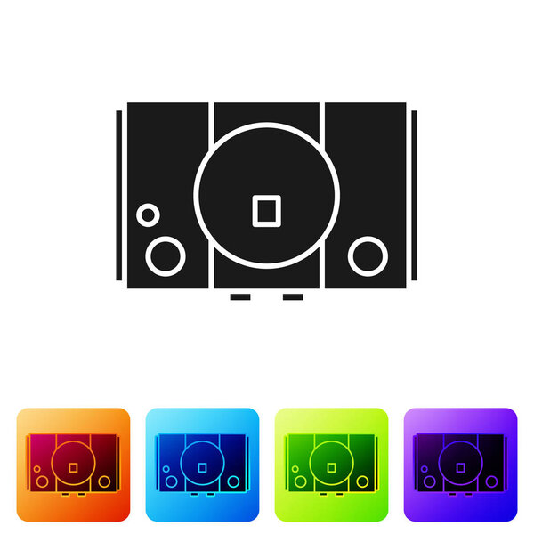 Black Video game console icon isolated on white background. Set icons in color square buttons. Vector Illustration