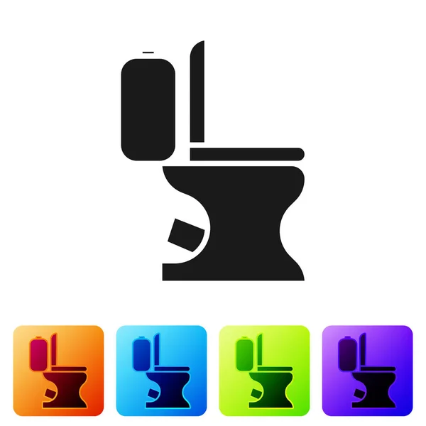 Black Toilet bowl icon isolated on white background. Set icons in color square buttons. Vector Illustration — Stock Vector