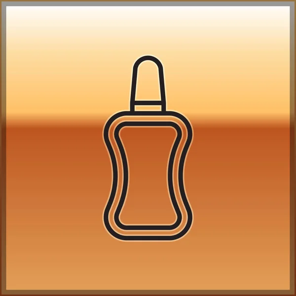 Black line Nail polish bottle icon isolated on gold background. Vector Illustration — Stock Vector