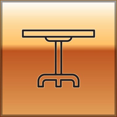 Siyah çizgi yuvarlak masa simgesi altın arka planda izole edilmiş. Vektör İllüstrasyonu