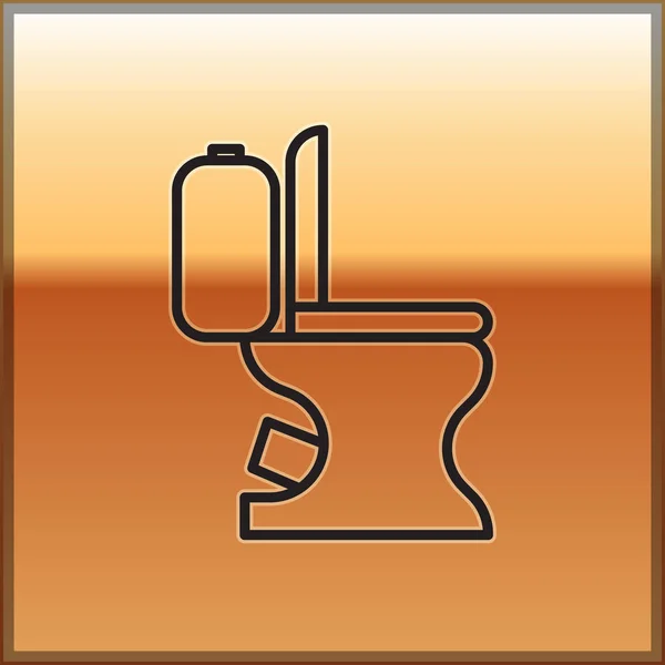 Schwarze Linie Toilettenschüssel Symbol isoliert auf goldenem Hintergrund. Vektorillustration — Stockvektor
