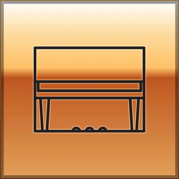 Ligne noire Icône piano à queue isolée sur fond or. Instrument de musique. Illustration vectorielle — Image vectorielle