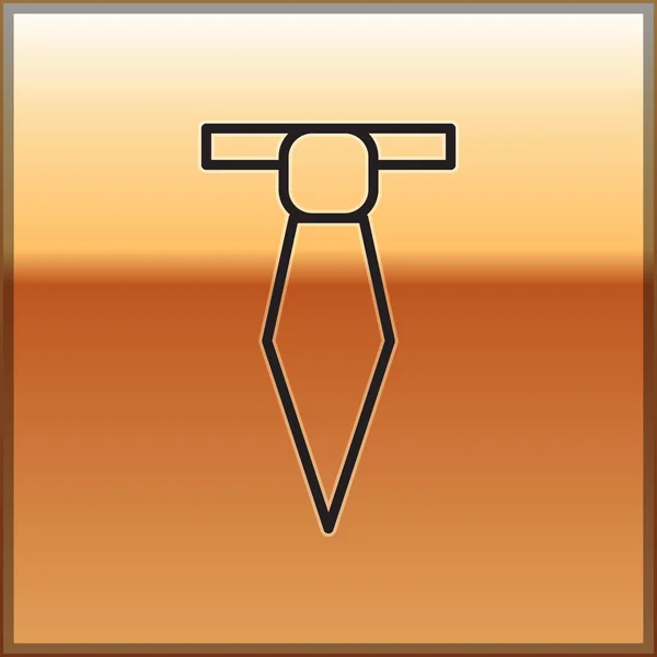 Schwarze Linie Krawatte Symbol isoliert auf goldenem Hintergrund. Krawatte und Halstuch Symbol. Vektorillustration — Stockvektor