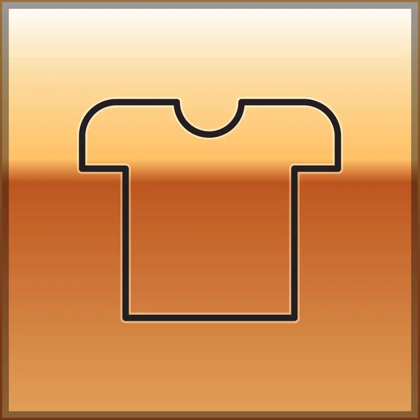 Linea nera icona T-shirt isolata su sfondo oro. Illustrazione vettoriale — Vettoriale Stock