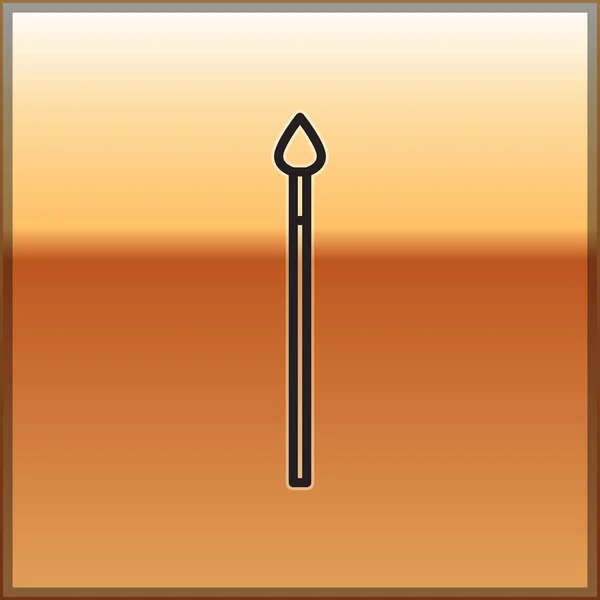 Línea negra Icono de lanza medieval aislado sobre fondo dorado. Arma medieval. Ilustración vectorial — Vector de stock