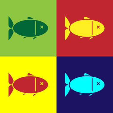 Renkli Balık simgesi renk arkaplanında izole edildi. Vektör İllüstrasyonu