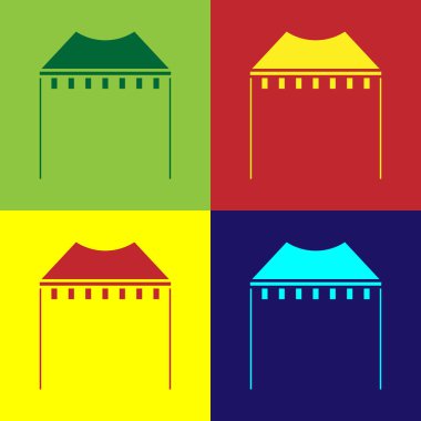 Renk arkaplanı üzerinde izole edilmiş Renk Kampı simgesi. Karnaval kamp çadırı. Eğlence parkı. Vektör İllüstrasyonu