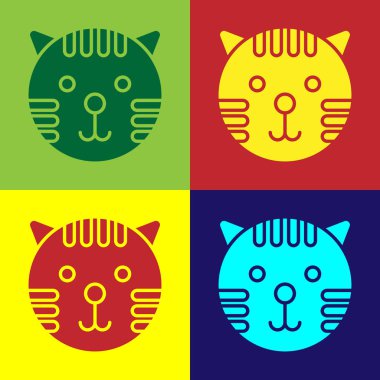 Renkli kaplan burç simgesi renk arkaplanında izole edilmiş. Astrolojik yıldız falı koleksiyonu. Vektör İllüstrasyonu