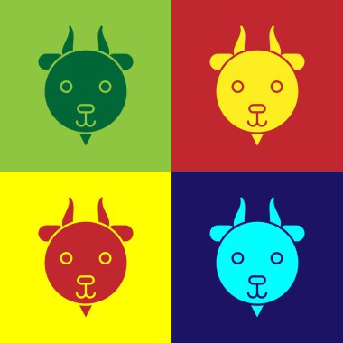 Renkli Koç burcu simgesi renk arkaplanında izole edilmiş. Astrolojik yıldız falı koleksiyonu. Vektör İllüstrasyonu