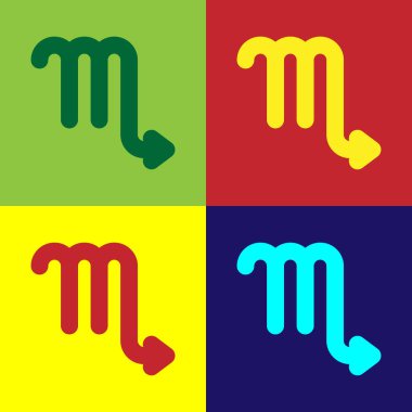 Renkli Akrep burcu simgesi renk arkaplanında izole edildi. Astrolojik yıldız falı koleksiyonu. Vektör İllüstrasyonu