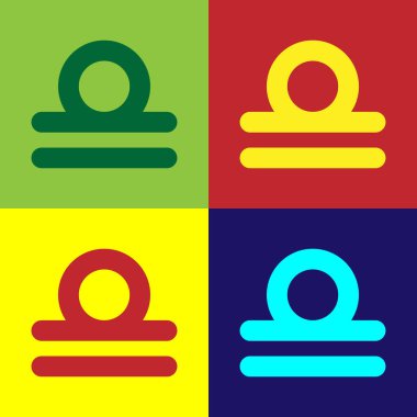 Renk arkaplanında Libra burç simgesi izole edildi. Astrolojik yıldız falı koleksiyonu. Vektör İllüstrasyonu