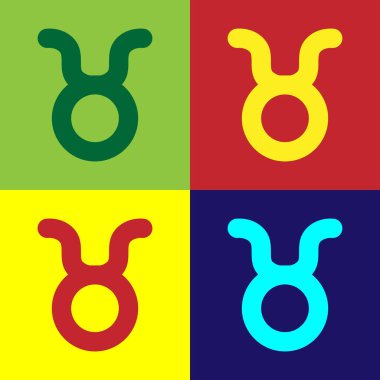 Renkli Taurus burç simgesi renk arkaplanında izole edilmiş. Astrolojik yıldız falı koleksiyonu. Vektör İllüstrasyonu