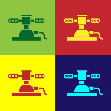 Renk Otomatik sulama sprinklers simgesi renk arka plan izole. Sulama ekipmanları. Bahçe elementi. Sprey tabanca simgesi. Vektör İllüstrasyonu