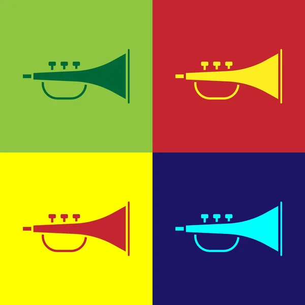 Kleur Muzikale instrument trompet pictogram geïsoleerd op kleur achtergrond. Vector Illustratie — Stockvector