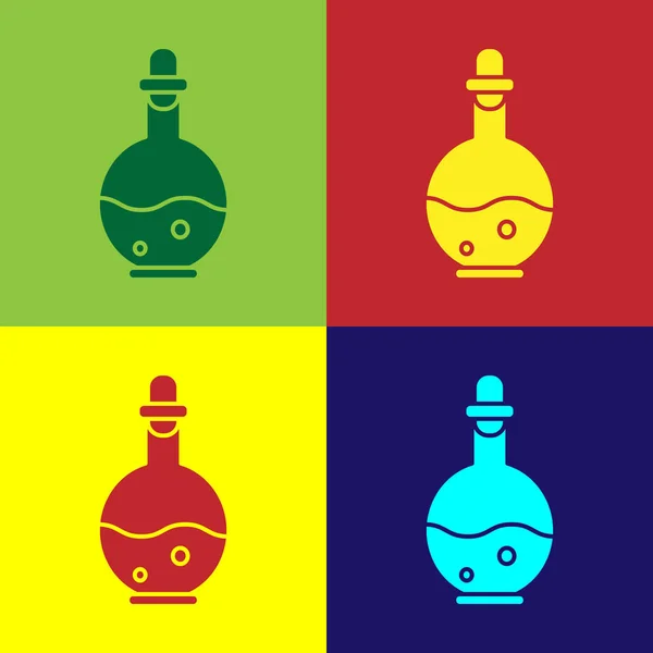 Renkli arka planda izole edilmiş sihirli iksir ikonu olan renkli cam şişe. Bilgisayar oyunu varlığı. Vektör İllüstrasyonu — Stok Vektör
