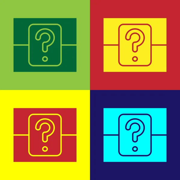 Caja misteriosa de color o caja de botín aleatorio para el icono de los juegos aislado en el fondo de color. Cuadro de preguntas. Ilustración vectorial — Vector de stock