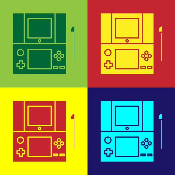 Color Portable video game console icon isolated on color background. Gamepad sign. Gaming concept. Vector Illustration — 스톡 벡터