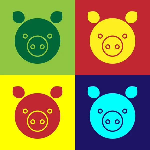 Χρώμα Pig zodiac σύμβολο απομονώνονται στο φόντο χρώμα. Αστρολογική συλλογή ωροσκοπίων. Εικονογράφηση διανύσματος — Διανυσματικό Αρχείο