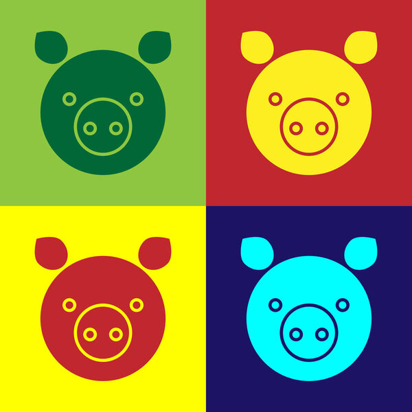 Color Pig zodiac sign icon isolated on color background. Astrological horoscope collection. Vector Illustration