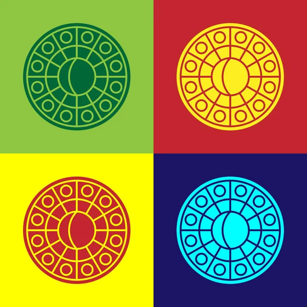 Colore Astrologia cerchio oroscopo con icona zodiacale isolato su sfondo colore. Illustrazione vettoriale — Vettoriale Stock