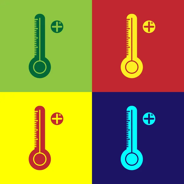 Цветной медицинский цифровой термометр для медицинской экспертизы значок изолирован на цветном фоне. Векторная миграция — стоковый вектор