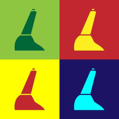 Renkli araba el freni simgesi renk arkaplanında izole edildi. Park freni kolu. Vektör İllüstrasyonu