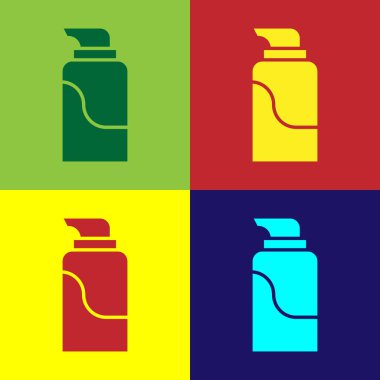 Renkli krem ya da losyon kozmetik tüp ikonu renk arkaplanında izole edilmiş. Erkekler için vücut bakım ürünleri. Vektör İllüstrasyonu