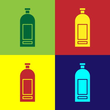 Renkli arka planda izole edilmiş şampuan ikonu rengi. Vektör İllüstrasyonu