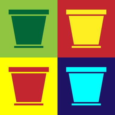 Renkli saksı simgesi renk arkaplanında izole edildi. Vektör İllüstrasyonu