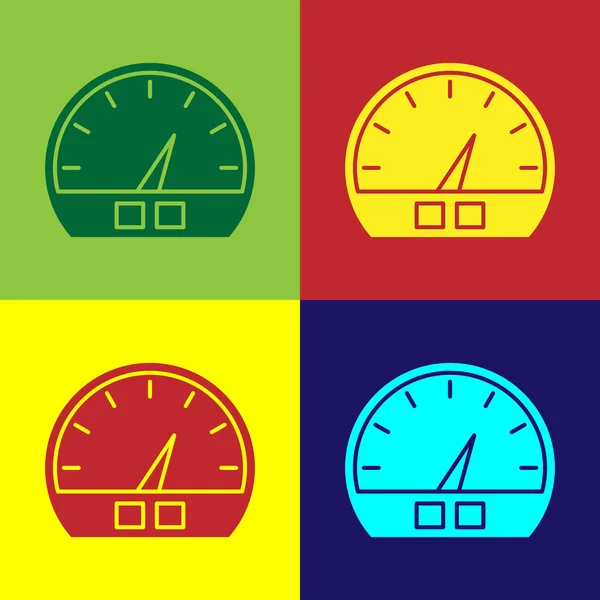 Icono del velocímetro de color aislado sobre fondo de color. Ilustración vectorial — Vector de stock