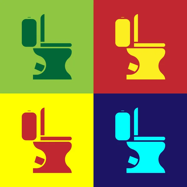 Farbe Toilettenschüssel Symbol isoliert auf farbigem Hintergrund. Vektorillustration — Stockvektor