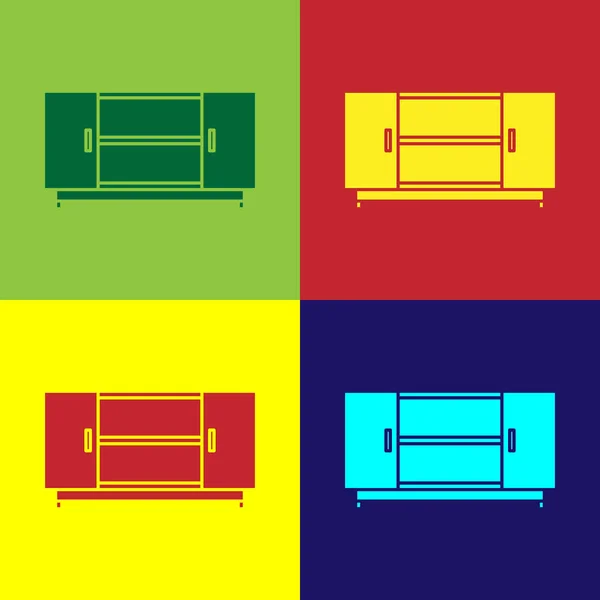 Színes TV asztal állvány ikon elszigetelt színes háttér. Vektorillusztráció — Stock Vector
