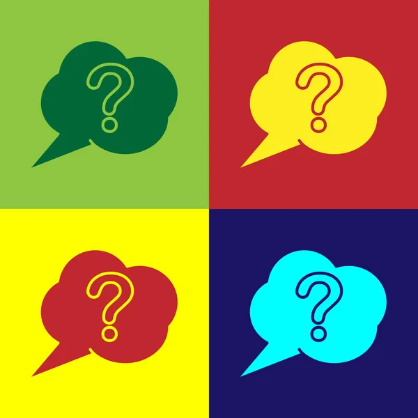 Color Speech bubble and Question icon isolated on color background. FAQ sign. Copy files, chat speech bubble and chart. Vector Illustration — Stock Vector