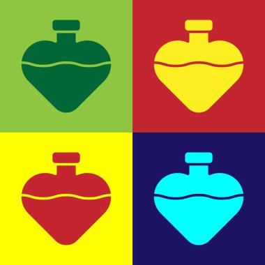 Renk arkaplanında izole edilmiş aşk iksiri ikonu olan renk şişesi. Sevgililer Günü sembolü. Vektör İllüstrasyonu